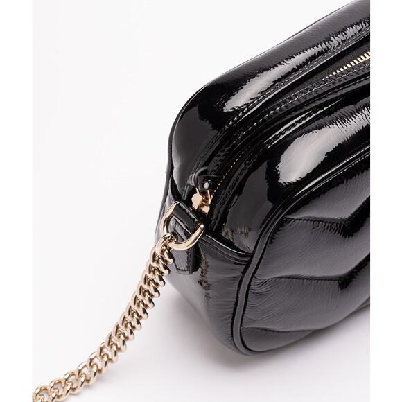 $2600 NEW GUCCI BLACK PATENT LEATHER MARMONT CAMERA CROSSBODY BAG PURSE - Picture 6 of 11